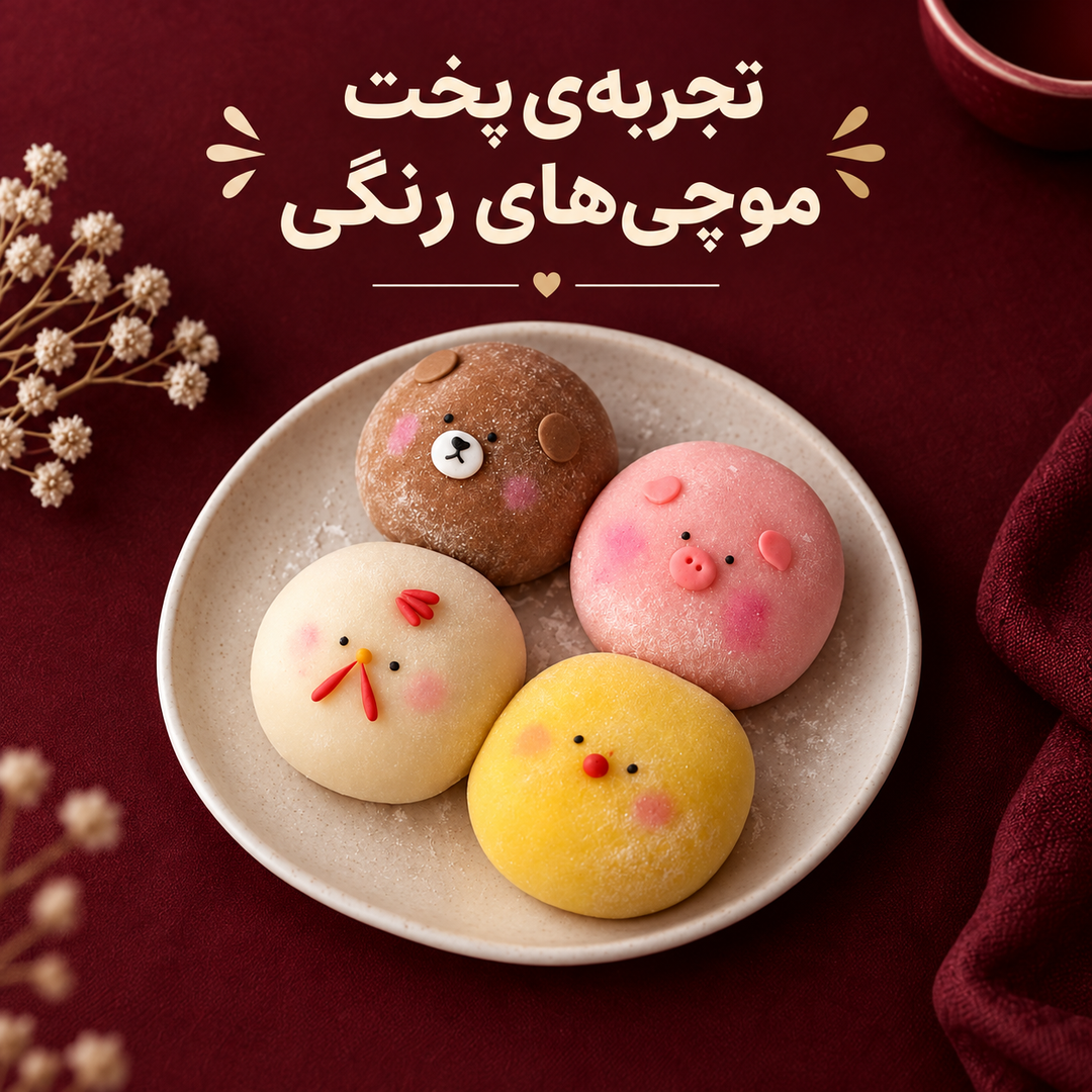 تجربه‌ی پخت موچی‌های رنگی