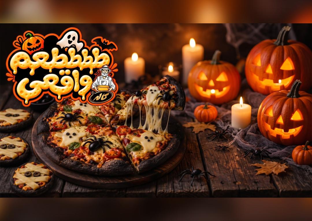 ایونت پیتزای هالووینی با خمیر سیاه و پنیر طبیعی کاله
